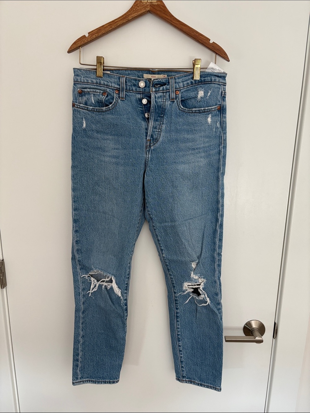Levi's Distressed Medium Blue Straight-Leg Jeans